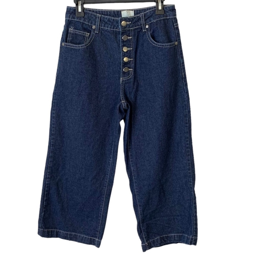 91 | Size 6 | Cotton, Button Up, Mid Wide Crop Jeans
